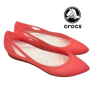 CROCS Rio Salmon Pointed Toe Flats-Pointed Toe Side Cutouts Women’s Flats 7